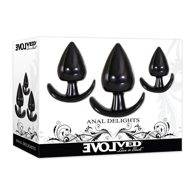 Anal Delights Black Butt Plugs - Set of 3